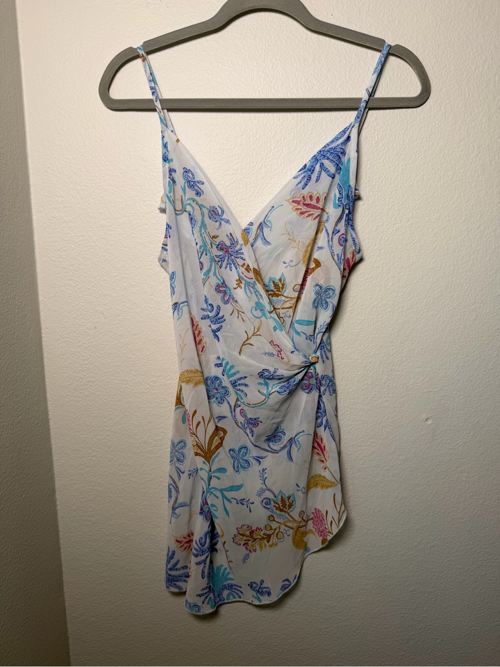 Wet Seal Y2K Sheer Wrap Paisley Floral Top Flowy Coquette Vintage